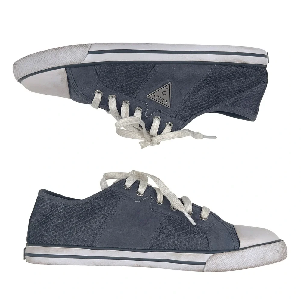 Guess Women Gray Textured Low Top Lace Up Sneakers‎ Shoes Size 9.5 M Y2K Retro